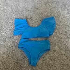 SHEIN Sky Blue Bikini with Ruffle Detail